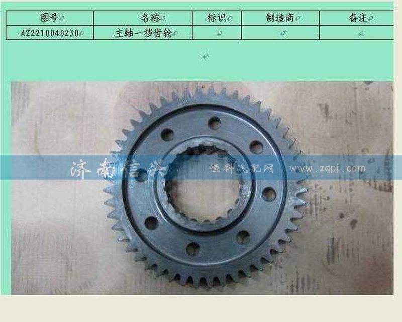 AZ2210040230,主軸一擋齒輪,濟(jì)南信興汽車配件貿(mào)易有限公司