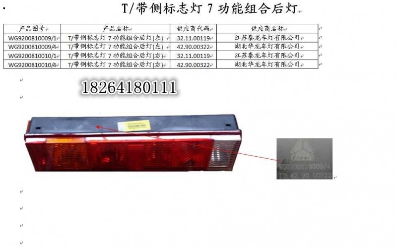 WG9200810009,組合燈,濟南百思特駕駛室車身焊接廠