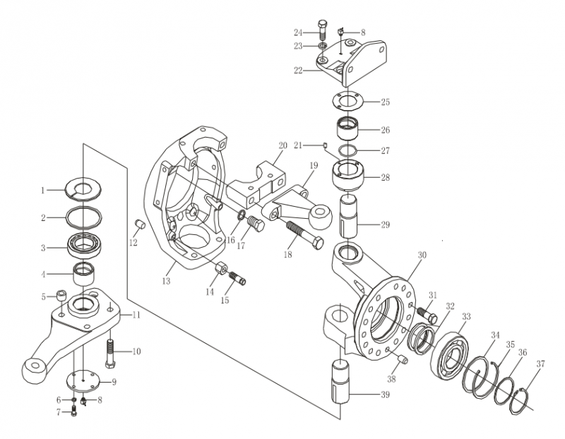 199100410003,Steering knuckle pin,濟(jì)南向前汽車配件有限公司