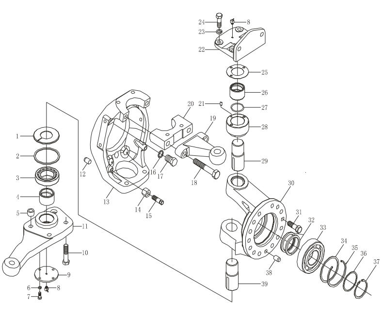 199100410007,Knuckle shaft fork assembly,濟(jì)南向前汽車(chē)配件有限公司