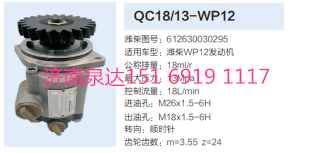 濰柴WP12發(fā)動機轉向齒輪泵助力泵液壓泵/QC18/13-WP12