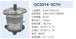 QC20/14-SC7H,動(dòng)力轉(zhuǎn)向齒輪泵,濟(jì)南泉達(dá)汽配有限公司