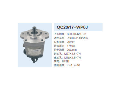 QC20/17-WP6J,齒輪泵,濟(jì)南泉達(dá)汽配有限公司