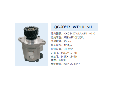 QC20/17-WP10-NJ,齒輪泵,濟(jì)南泉達(dá)汽配有限公司