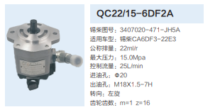 錫柴CA6DF3-22E3發(fā)動機(jī)轉(zhuǎn)向齒輪泵轉(zhuǎn)向泵助力泵/QC22/15-6DF2A