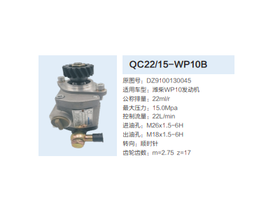 QC22/15-WP10B,齒輪泵,濟南泉達汽配有限公司