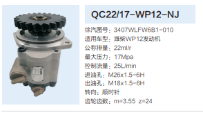 QC22/17-WP12-NJ,轉(zhuǎn)向助力泵,濟(jì)南泉達(dá)汽配有限公司