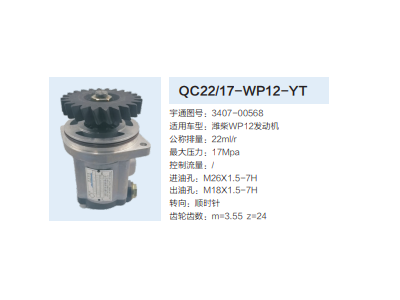 QC22/17-WP12-YT,轉向助力泵,濟南泉達汽配有限公司