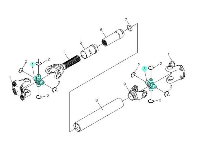 19036311080,Universal Joint Assembly (Φ57),濟(jì)南向前汽車配件有限公司