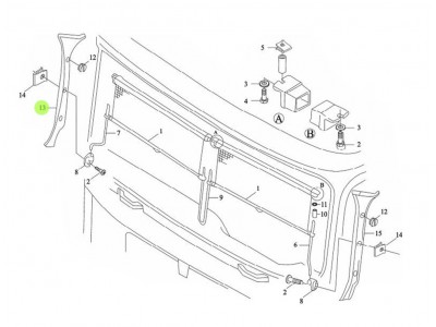 DZ13241782020  右A立柱護(hù)板總成,Right A column guard panel assembly,濟(jì)南向前汽車配件有限公司