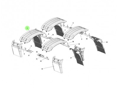 DZ95259959515  中段擋泥板總成,Middle fender assembly,濟(jì)南向前汽車配件有限公司