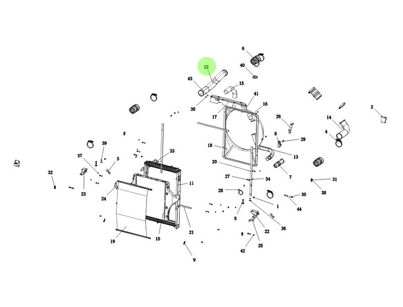 陜汽重卡SHACMAN 動(dòng)力冷卻系統(tǒng)中冷器進(jìn)氣管/DZ96259535022  中冷器進(jìn)氣管