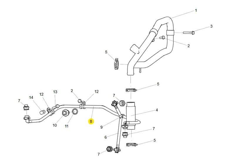 202V06303-5311  空壓機冷卻回水管,Air compressor cooling return pipe,濟南向前汽車配件有限公司